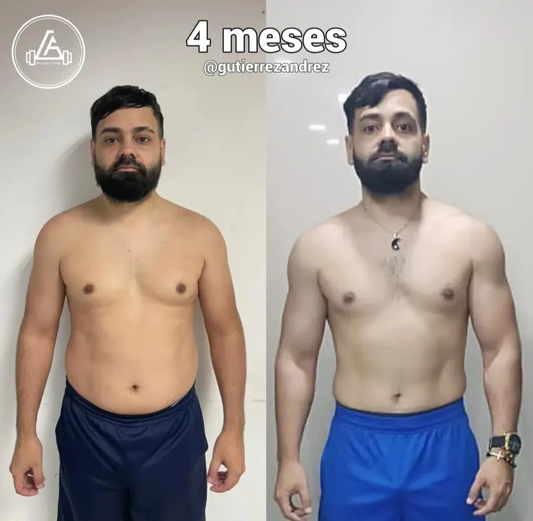 4 meses de trabajo duro, mezclando entrenamiento y nutrición, que dieron como resultado una transformación completa; perdiendo grasa y ganando masa muscular.