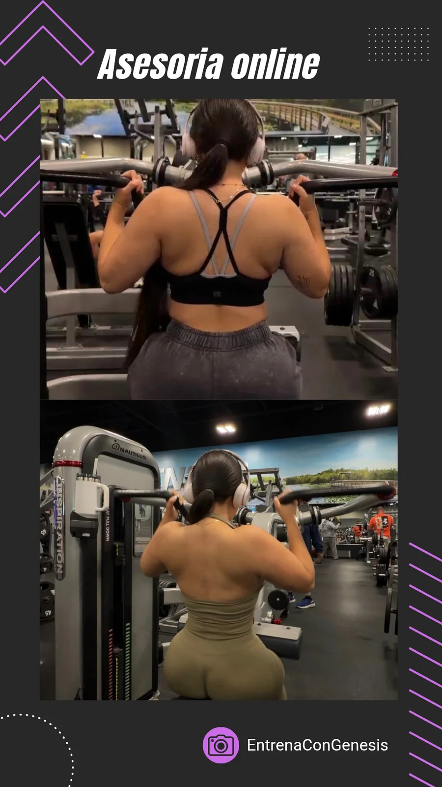 Se elaboró un plan de entrenamiento de recomposicion corporal donde el objetivo es bajar el % de grasa y aumentar la masa muscular 🦍💖✨️